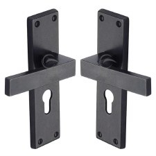 Heritage Cheswell Euro Lock Door Handles RDB3148 Rustic Dark Bronze