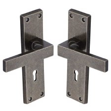 Heritage Cheswell Lock Door Handles RPW3100 Rustic Pewter