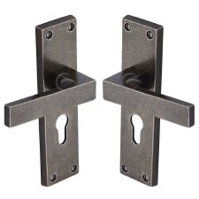 Heritage Cheswell Euro Lock Door Handles RPW3148 Rustic Pewter