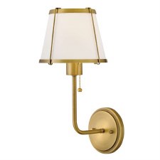 Hinkley Clarke Wall Light Darkened Brass & Ivory Steel Shade Hinkley Clarke Wall Light Darkened Brass & Ivory Steel Shade