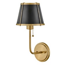Hinkley Clarke Wall Light Warm Brass & Black Steel Shade Hinkley Clarke Wall Light Warm Brass & Black Steel Shade
