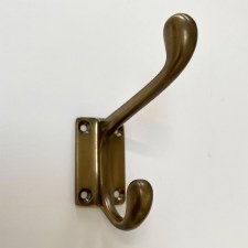 Aston Coat Hook Shaped Backplate 6 Antique Brass Unlacquered