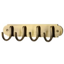 Heritage Coat Hooks on Plate V1079 Antique Brass