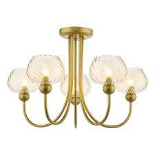 Cognac 5 Light Semi Flush Ceiling Light Satin Gold