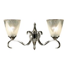 Interiors 1900 Columbia Double Wall Light Nickel & Art Deco Glass