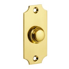 Narrow Door Bell Push Polished Brass Unlacquered