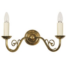 Cottage Twin Wall Light Renovated Brass