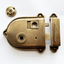 Countesthorpe Rim Latch 4" with Emergency Release Antique Satin Brass