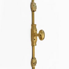 Aston Art Deco Cremone Bolt With Oval Knob Polished Brass Unlacquered
