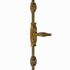 Aston Art Deco Cremone Bolt With Deco Lever Handle Antique Brass Unlacquered