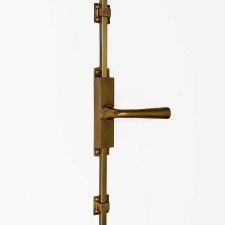 Aston Narrow Cremone Bolt with Straight Lever Antique Brass Unlacquered