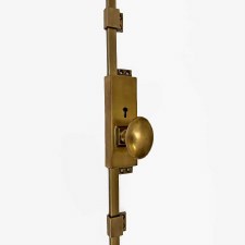 Aston 5 Lever Locking Cremone Bolt with Oval Knob RH Antique Brass Unlacquered