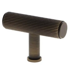 Crispin Reeded T-Bar Cabinet Knob Antique Brass