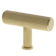 Crispin Reeded T-Bar Cabinet Knob Satin Brass PVD