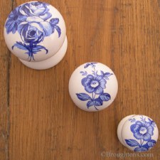 Porcelain Cupboard Door Knob Blue Swansea