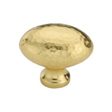 Heritage Oval Hammered Cupboard Knob 32mm Polished Brass Lacquered