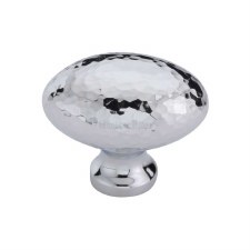 Heritage Oval Hammered Cupboard Knob 32mm Polished Chrome