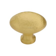 Heritage Oval Hammered Cupboard Knob 32mm Satin Brass Lacquered