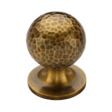 Heritage Ball Hammered Cupboard Knob 25mm Antique Brass Lacquered