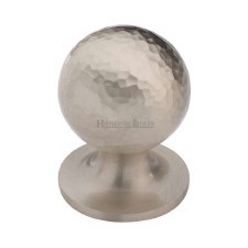 Heritage Ball Hammered Cupboard Knob 25mm Satin Nickel