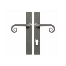 Stonebridge Curl Patio Multipoint Door Handle Armor Coat Satin Steel
