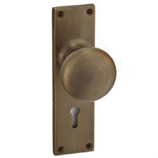 Croft 6506 Cushion Door Knob on Lock Plate Antique Brass
