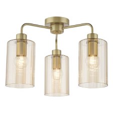 Daylin 3 Light Semi Flush Ceiling Light Satin Gold