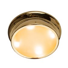 Deco Large Round Bulkhead Light IP44 Polished Brass Unlacquered