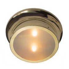 Deco Small Round Bulkhead Light IP44 Polished Brass Lacquered