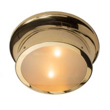 Deco Small Round Bulkhead Light IP44 Polished Brass Unlacquered