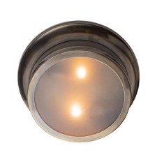 Deco Small Round Bulkhead Light IP44 Renovated Brass