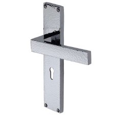 Heritage Delta Hammered Lock Door Handles Polished Chrome