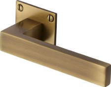 Heritage Delta LP Sq Rose Door Handles BAU1928 Antique Brass Lacq