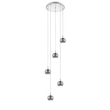 Deni 5 Lights on Plate Crystal Pendant Chrome