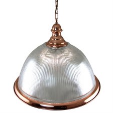 Prismatic Dome Ceiling Pendant Light 927 with Copper Trim 590mm