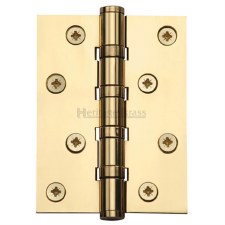 Heritage Ball Bearing Hinges HG99-400 4" x 3" Polished Brass Lacquered