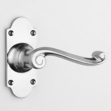 Aston Scroll Lever on Short Latch Plate Polished Chrome