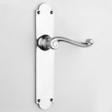 Aston Scroll Door Handle Latch Plate Polished Chrome