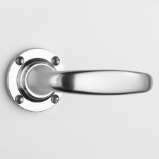 Aston Oval Door Handle on Round Rose Polished Chrome
