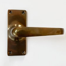 Aston Door Handles Short Plate Polished Solid Bronze Antiqued Aston Door Handles Short Plate Polished Solid Bronze Antiqued