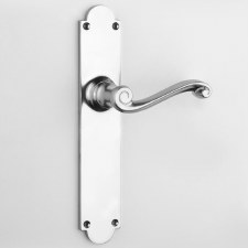 Aston Scroll Door Handle Large Plate Polished Chrome