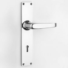 Aston Lock Door Handles Long Plate Polished Chrome