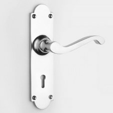 Aston Victorian Door Handles Lock Plate Polished Chrome