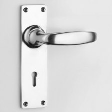 Aston Oval Lock Door Handles Polished Chrome