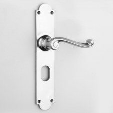 Aston Scroll Door Handle Oval Profile Plate Polished Chrome