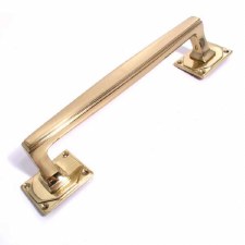 Additional picture of Aston Door Pull Handle Art Deco Polished Brass Unlacquered