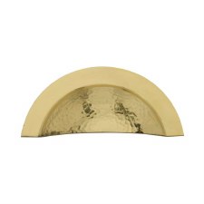 Heritage Crescent Hammered Drawer Pull Polished Brass Lacquered