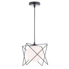 Dreyson Single Pendant Light Black & Opal Glass