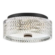 Hinkley Elle Flush Ceiling Light Black & Chevron Glass Hinkley Elle Flush Ceiling Light Black & Chevron Glass