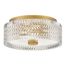 Hinkley Elle Flush Ceiling Light Heritage Brass & Chevron Glass Hinkley Elle Flush Ceiling Light Heritage Brass & Chevron Glass